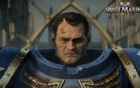 Male character of the computer game Warhammer 40,000: Space Marine 2