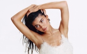 Model Kylie Jenner on white background