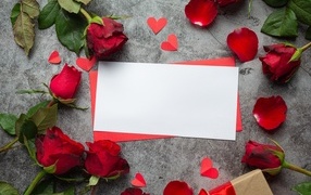 Красивый шаблон открытки с розами на 8 марта