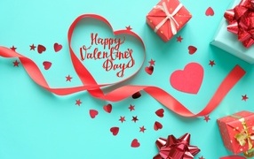 Gifts for valentine's day on a blue background