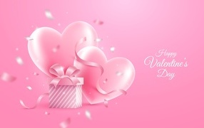 Розовая открытка на день Святого Валентина