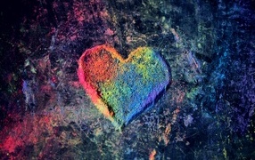 Multi-colored heart made of powder paint