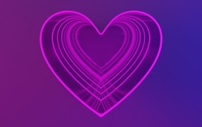 Pink heart on purple background