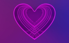 Розовое сердце на фиолетовом фоне