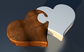 Пазл из двух сердец на сером фоне