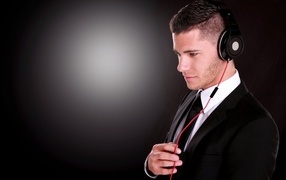 Stylish man with headphones on his head
