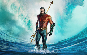 Aquaman character comes out of the water
