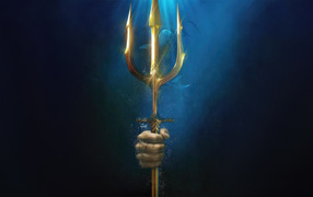 Aquaman's trident in hand