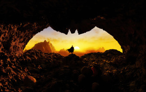 Batman-shaped cave exit