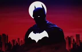 Batman character against the background of a white moon