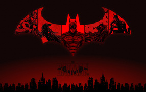 Логотип фильма Бэтмен на красном фоне