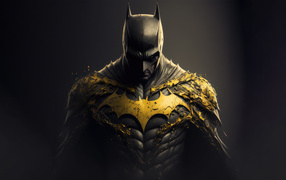 Batman with a gold print on his chest