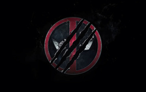 Логотип фильма Дэдпул 3 на черном фоне