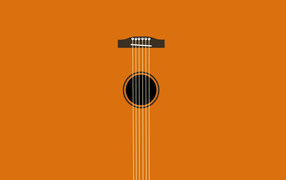 Guitar strings on orange background