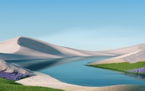 Спокойная вода с горами заставка на рабочий стол