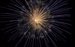 Взрыв яркого салюта на черном фоне