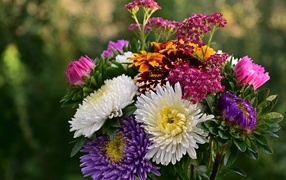 Яркий букет садовых осенних цветов