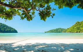 Красивый вид на голубую воду на пляже летом