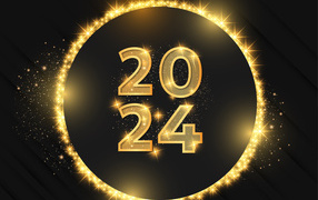 Красивый огненный шар на черном фоне на новый год 2024