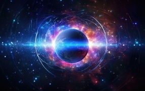 Планета земля в ярких неоновых вспышках