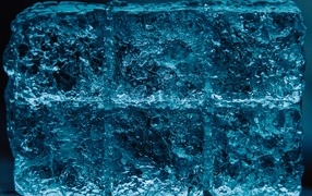 Block of cold ice close up