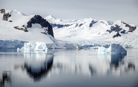 Голубые холодные айсберги у берегов Арктики