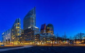 Beautiful bright skyscrapers of The Hague city, Netherlands