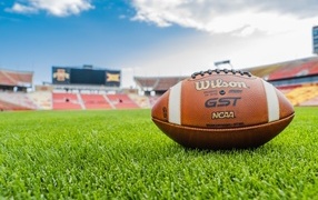 Мяч для американского футбола на поле