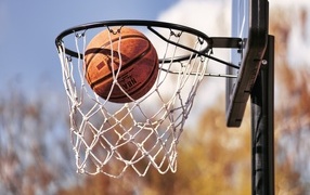 Basketball hit the hoop