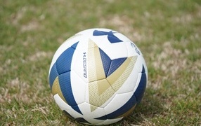 Большой футбольный мяч на поле