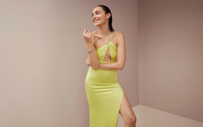 Милая актриса Галь Гадот в желтом платье