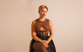 Cute young girl actress Florence Pugh in a dress
