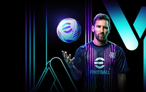 Футболист Лионель Месси с мячом в руках