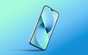Stylish iPhone 14 on a blue background