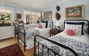 Two high beds in the bedroom