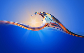 Волна 3д на синем фоне