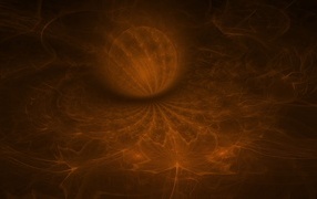 Шар на коричневом неоновом фоне с кленовым листом