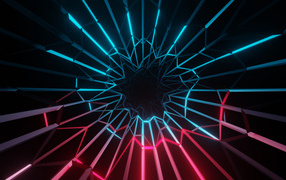 Голубой и розовый фрактальный узор 