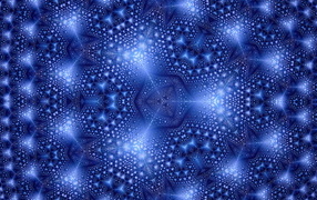 Синий фрактальный рисунок с геометрическими фигурами