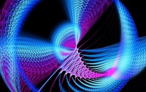 Яркая голубая неоновая спираль на черном фоне