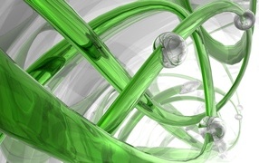 Стеклянная зеленая спираль с серыми шарами