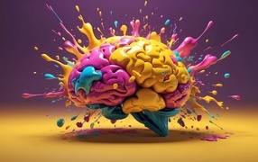 Разноцветный взрыв мозга 3д графика