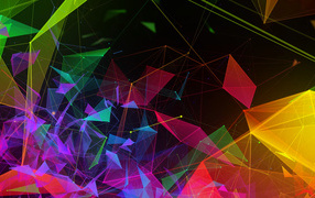 Разноцветные абстрактные фигуры на черном фоне