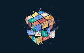 Кубик Рубика 3д на черном фоне