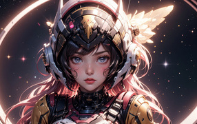 Девушка аниме киборг с голубыми глазами