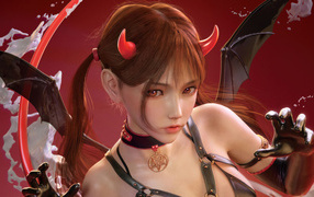 Девушка аниме демон с крыльями