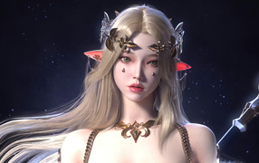 Девушка аниме эльф с украшениями на голове