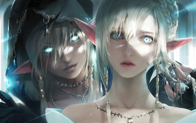 Девушка и парень аниме с светящимися глазами