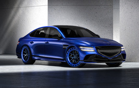 Синий автомобиль Genesis G80 EV Magma Concept 2024 года