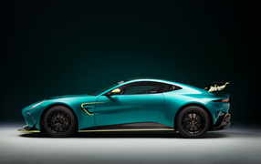 Вид сбоку на автомобиль Aston Martin Vantage GT4 2024 года